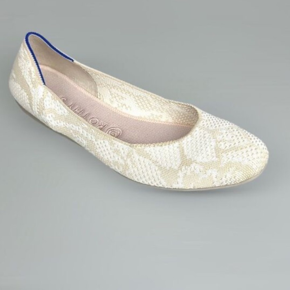 * New Rothy's retired square ballet flat in Lily knit  9.5 Cream Women's